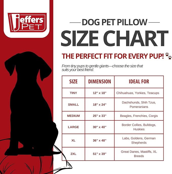 Jeffers Pet Comfort Dog Pillow, Medium 25" x 33", Tan – Machine Washable Dog Bed for House, Sofa, Crate & Travel – Poly Cotton Shell, Winter Warmth, Soft, Comfy, Durable, Top Pet Bedding