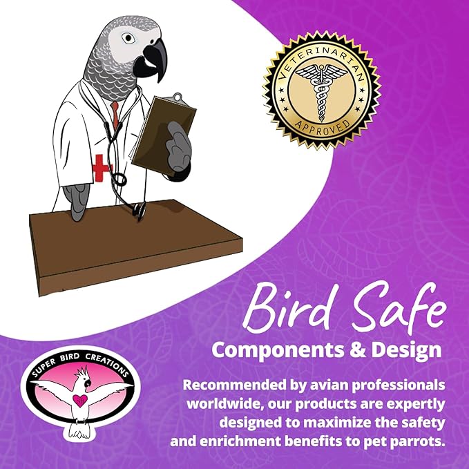 Super Bird Creations SB1225 Birdie Keyboard Bird Toy - Hardwood Keyboard Base with Chewable Corks - Versatile Parrot Training Toy for Foraging Fun for Cockatiel Parakeet - Ideal for Small/Medium Birds