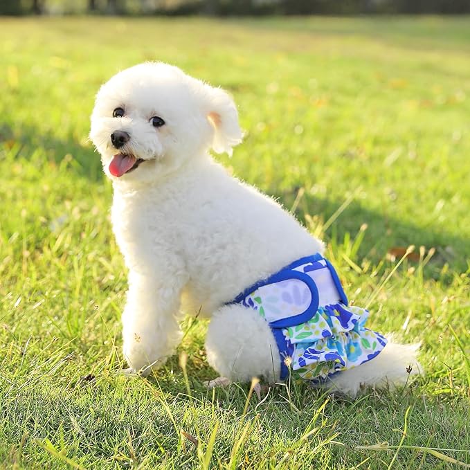 Washable Dog Diapers Female 3 Pack Reusable Highly Absorbent Puppy Diapers, Premium Doggie Diapers, Durable Leak-Proof Dot Doggy Diapers for Period Heat Incontinence Potty Training,XS