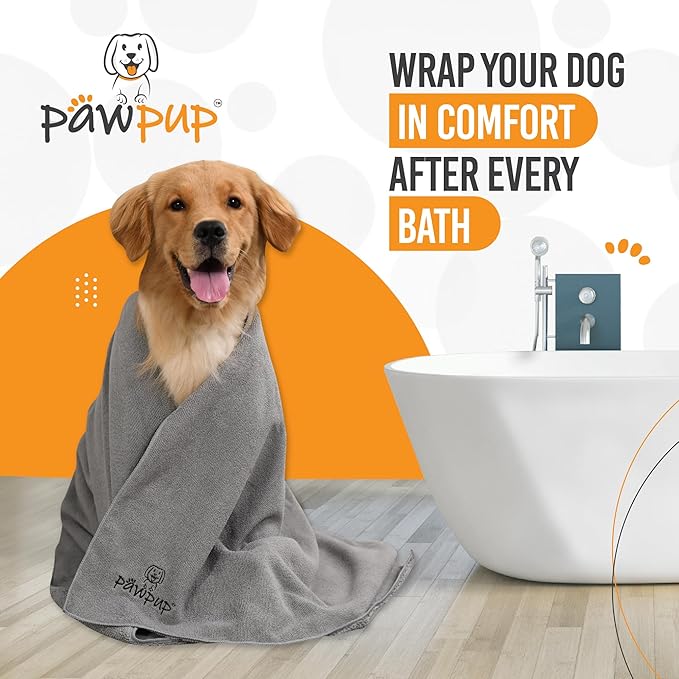 Dog Towels for Drying Dogs Super Absorbent Microfiber Pet Grooming Towel for Dogs, Cats and Other Pets (55 x 28 Inches, Grey)