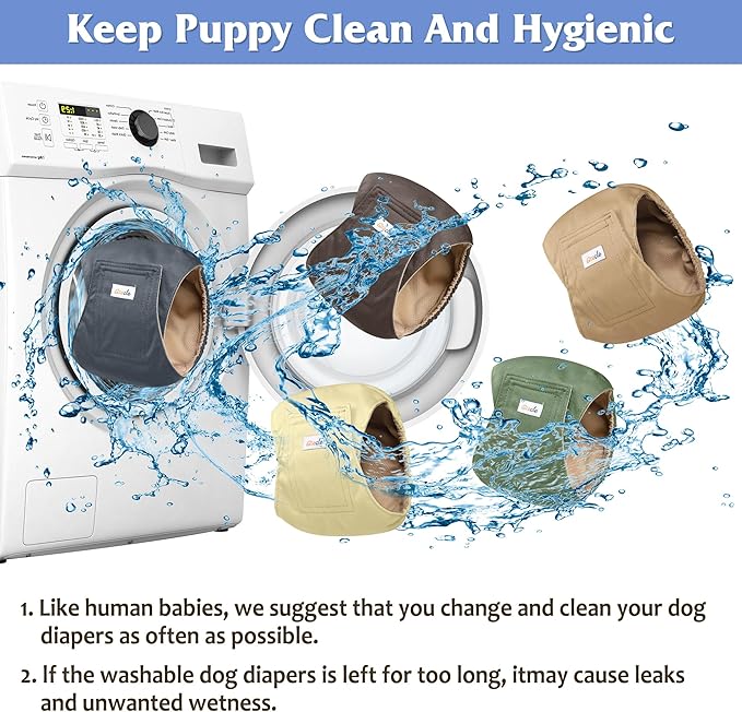 5 Pack Dog Diapers Male Reusable, Premium Belly Bands for Dogs, High Absorbing Male Dog Pee Wraps for Doggie in Incontinence or Excitable Urination Gray,Green,Brown XL