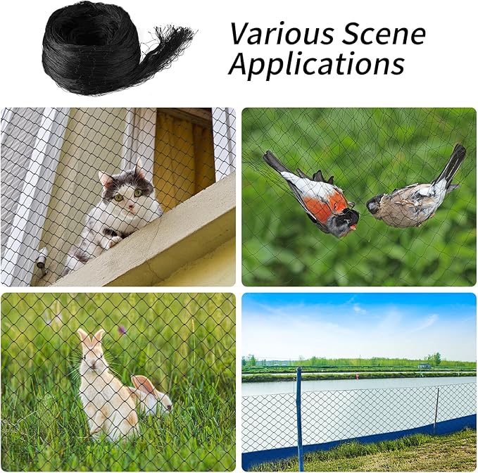 Cat Netting Balcony, Anti-Fall Mesh Fence, Black Composite Nylon, Cat Protection Net