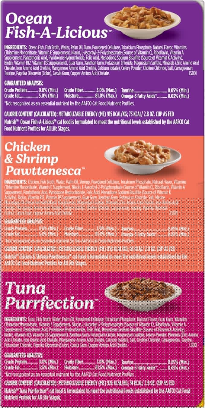 Nutrish Grain Free Ocean Lover's Whole Health Blend Variety Pack Wet Cat Food, 2.8 oz. Cup, 12 Count (Rachael Ray)
