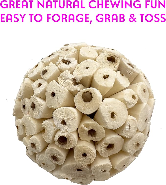 4999 Pk1 Big Sola Ball Foraging Toy for Birds - Natural Shreddable Chew Ball for Parrots, Cockatoos, Parakeets, Budgies, and Small Pets - Enrichment and Play Foot Toy for Cages - Safe and Fun
