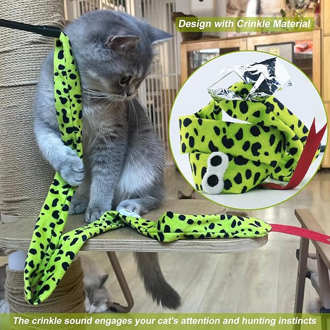 Interactive Cat Toy Wand with Catnip Mouse, Cat Teaser Wand Rainbow String for Bored Indoor Adult Cats and Kittens (5 Pack)