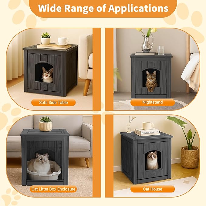 DRATO Indoor & Outdoor Cat House, Durable Resin Pet Shelter with Weatherproof Design, Spacious Interior & Easy Assembly for Multiple Settings