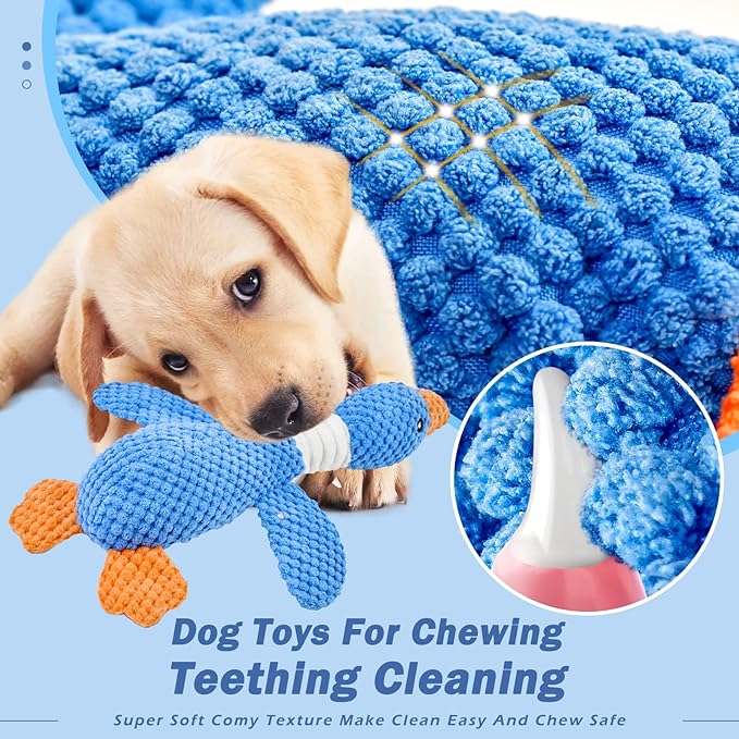 Vitscan Upgraded Goose Indestructible Dog Toys for Aggressive Chewers Small Medium Large Breed, Crinkle Squeaky Plush Dog Puppy Chew Toys for Teething, Duck Puppy Toys