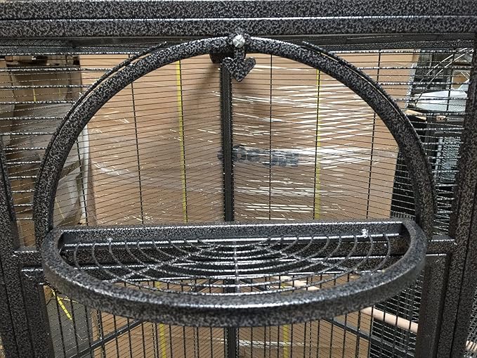 64" Extra Large Corner Flight Bird Parrot Cage for Cockatiel Parakeet Budgies Parrot with Around Metal Seed Skirts, Tight 1/2-Inch Bar Spacing (BlackVein)