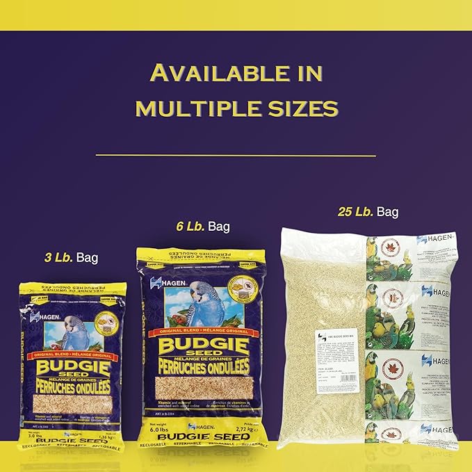 Hagen Parakeet/Budgie Staple White Millet Bird Seed Seed – Premium Blend, Nutritionally Balanced, Fortified with Vitamins & Minerals, Dust-Free Mix for Budgies, 25 lb Bag