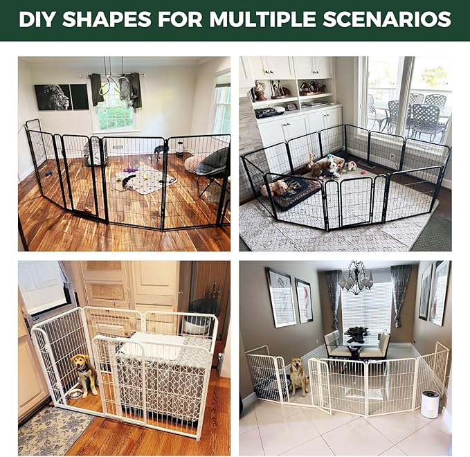 FXW Homeplus Unleashed Indoor Dog Playpen - Stress-Free and Safe Play, Heavy Duty 45 Inch 24 Panels Dog Pen for Medium and Large Dogs, White│Patented
