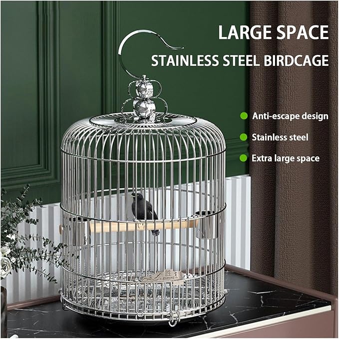 Aimery Bird Cage，Stainless Steel Birdcage，Small Bird cage，Bird Cages for Parrots，Travel Bird Cage，Bird Travel cage (Size : V40G)