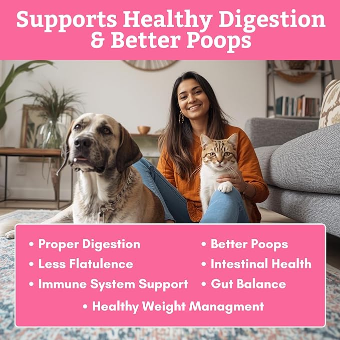 Wholistic Pet Organics Probiotics for Dogs with Digestive Enzymes & Prebiotic Fiber - 2 Oz - Daily Cat & Dog Probiotics for Digestive Health, Anti Diarrhea & Gut Support - Cat Probiotic - 57 Scoops