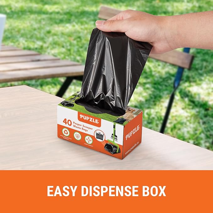 Pupzle Bags for Arm & Hammer, FUSBUNTY, MXF, and TIMINGILA Pooper Scoopers, 40 Pooper Scooper Bags Refill for Swivel Bin, Black (Black)