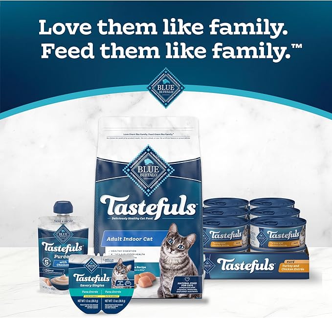 Blue Buffalo Tastefuls Wet Cat Food Paté, Made with Natural Ingredients, Turkey and Chicken Entrée, 5.5-oz Cans (24 Count)