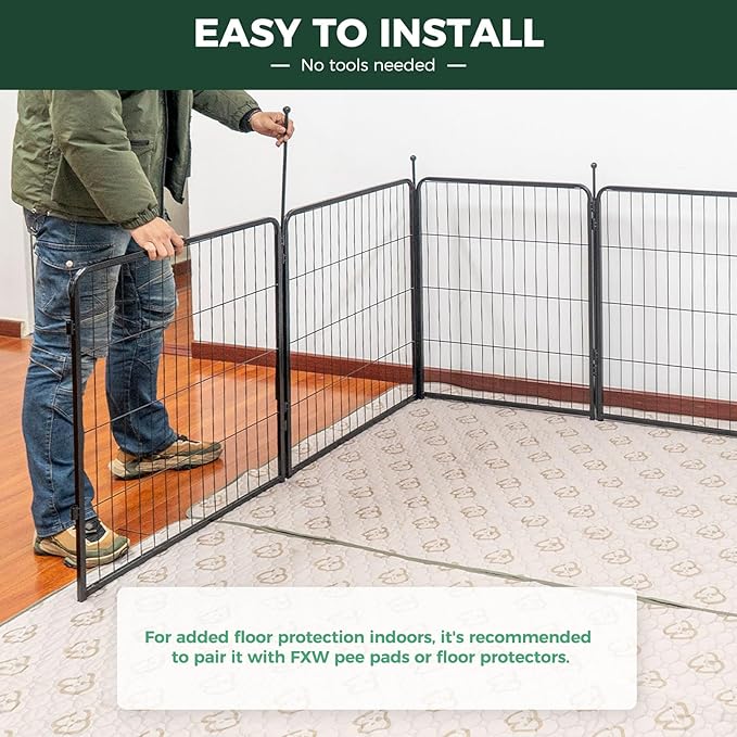 FXW Rollick Unleashed Dog Playpen for Indoor, Yard, RV Camping, 32 inch 24 Panels for Small and Medium Dogs, Black│Patented