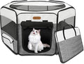Dog Playpen, Portable Pet Playpen, Puppy Playpen, Cat Playpen with Carrying Case, Dog Playpen for Small Dogs Indoor/ Outdoor, Removable Mesh Shade Cover