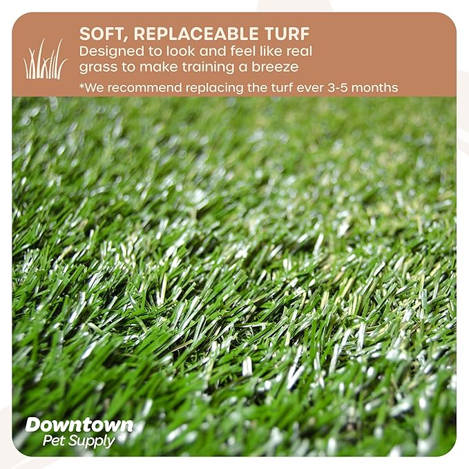Downtown Pet Supply Dog Grass Pad with Tray, 16 x 20 - Outdoor and Indoor Potty System for Dogs with Replaceable Synthetic Grass Pee Turf - Portable and Waterproof Turf Dog Potty