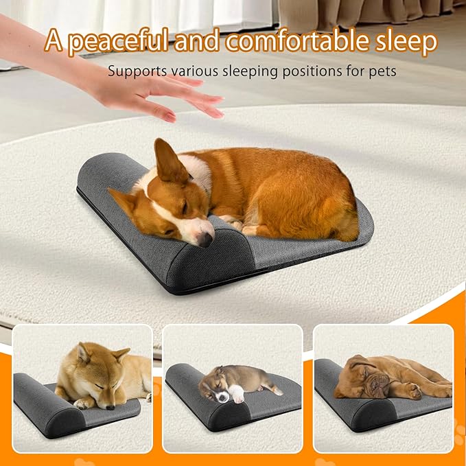 VINGVO Dog Bolster Pillow/Headrest, for Cervical Vertebra/Neck Stable Support, Portable Elastic Soft Pet Headrest for Dog Cat (M（15.91 x 14.57in）)