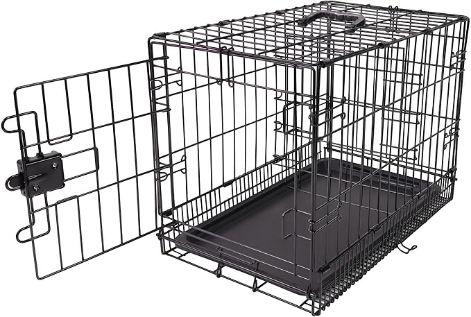 Amazon Basics - Durable, Foldable Metal Wire Dog Crate with Tray, Single Door, 30 x 19 x 21 in, Black