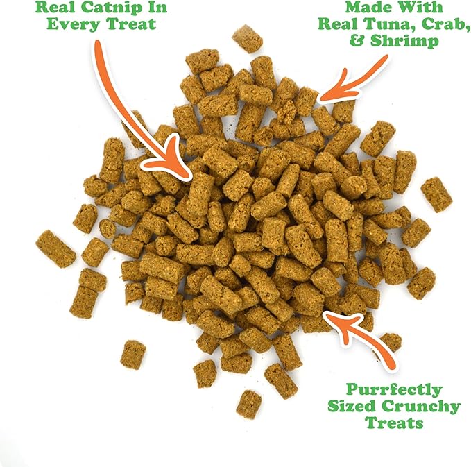 Meowijuana Crunchie Munchie Catnip Treats | Seafood Medley | Made with Organic Catnip | Produced in The USA | Low Calorie Cat Snack