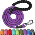 NTR 8FT Heavy Duty Dog Leash with Swivel Lockable Hook and Comfortable Padded Handle, Purple Rope Dog Leash for Small Medium Large Dogs Training, Playing, Camping, or Backyard