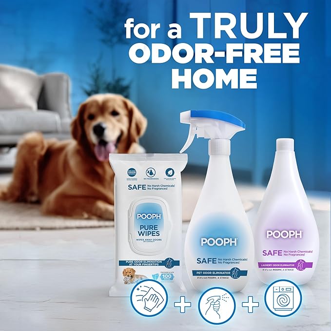 Pooph Pet Odor Eliminator, 32oz Spray, 2-Pack - Eliminates Odors at the Molecular Level, Dogs, Cats, Freshener, Eliminator, Urine, Poop, Pee, Deodorizer, Natures, Puppy, Fresh, Clean, Furniture, Potty