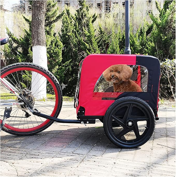 2-in-1 Dog Bike Trailer & Pet Carrier with Quick-Release Wheels, Foldable Steel Frame & Non-Slip Floor, 88 lbs Capacity for Medium/Small Dogs, Compatible with 20"-29" Bicycles