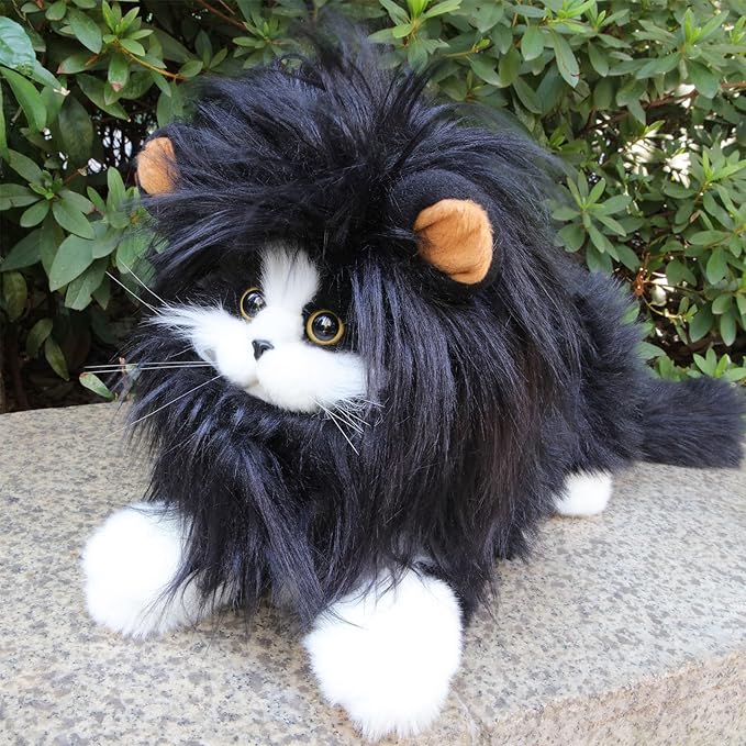 Lion Mane Wig for Cat, Funny Pet Cat & Puppy Costumes for Halloween & Christmas, Funny Pet Clothing Accessories (Medium, Black & Light Brown)