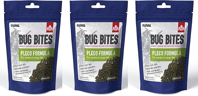 Fluval (3 Pack) Bug Bites Bottom Feeder Pleco Formula for Medium to Large Fish