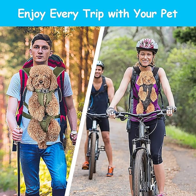 PetBonus Pet Front Dog Carrier Backpacks, Adjustable Pet Backpack, Legs Out Easy-fit Puppy Chest Carrier for Medium Small Dogs, Hands Free for Hiking, Cycling (Grey, XL)
