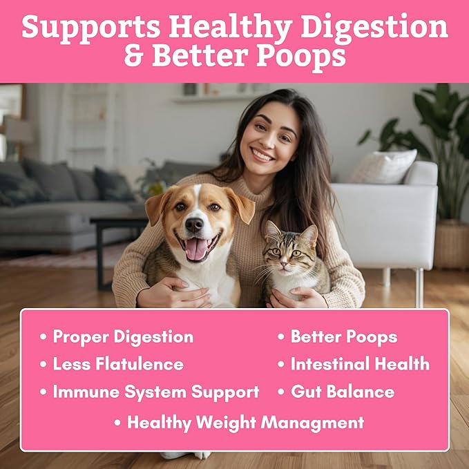 Wholistic Pet Organics Probiotics for Dogs with Digestive Enzymes & Prebiotic Fiber - 4 Oz - Daily Cat & Dog Probiotics for Digestive Health, Anti Diarrhea & Gut Support - Cat Probiotic - 113 Scoops