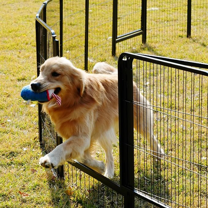 SunsGrove Dog Playpen Outdoor, Heavy Duty 45 Inch 4 Panels Play Pen for Large Dogs, Free and Safe Play Dog Fence, Black
