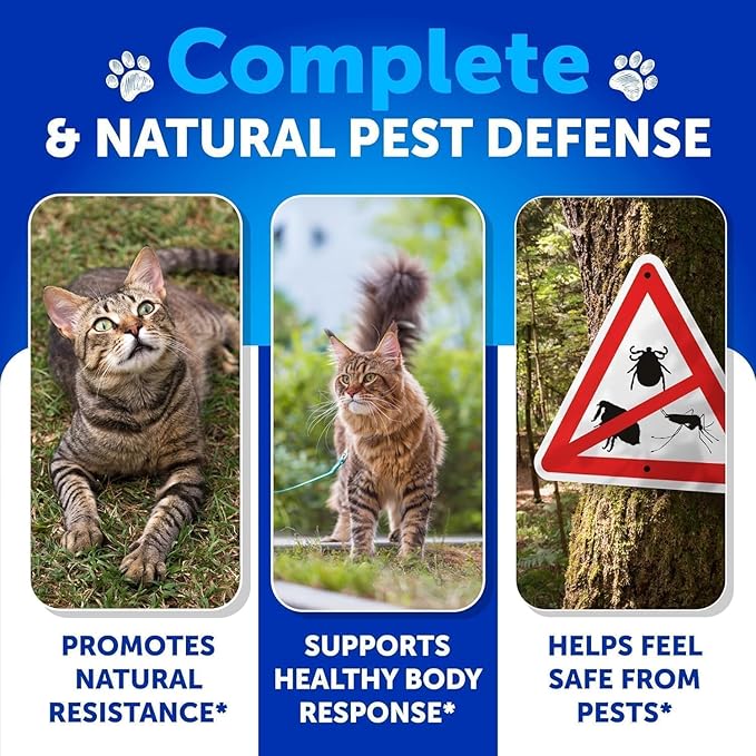Cat Flea Treatment - Natural Flea and Tick Prevention Supplement for Large & Smal Cats - Immune Support Chews with Vitamins - Pest Defense Oral Pills - Farmhouse Chicken 135 Soft Chews