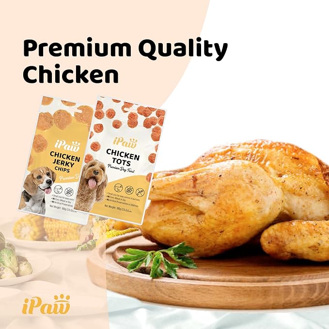 iPaw 3 Value Combo Chicken Tots Dog Treats for Puppy Training, All Natural Human Grade Dog Treat, Hypoallergenic, Easy to Digest (Chicken Tots), 3 Packs