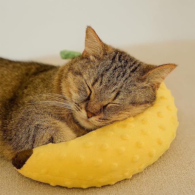 Pet Neck Pillow for Cats and Small Dogs – Soft Banana-Shaped U Pillow with Washable Cover, Plush Minky Travel Pillow for Pets