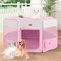 Dog Playpen, Portable Pet Playpen, Puppy Playpen, Cat Playpen with Carrying Case, Dog Playpen for Small Dogs Indoor/Outdoor, Removable Mesh Shade Cover, Pink XL
