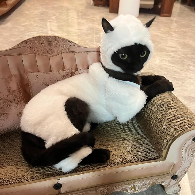 Warm Fleece Lined Winter Clothing for Sphynx & Devon Rex Cats | Soft Faux Lamb Wool | Cozy and Comfortable (Sheep Costume,XS About 1kg/2.2pounds)