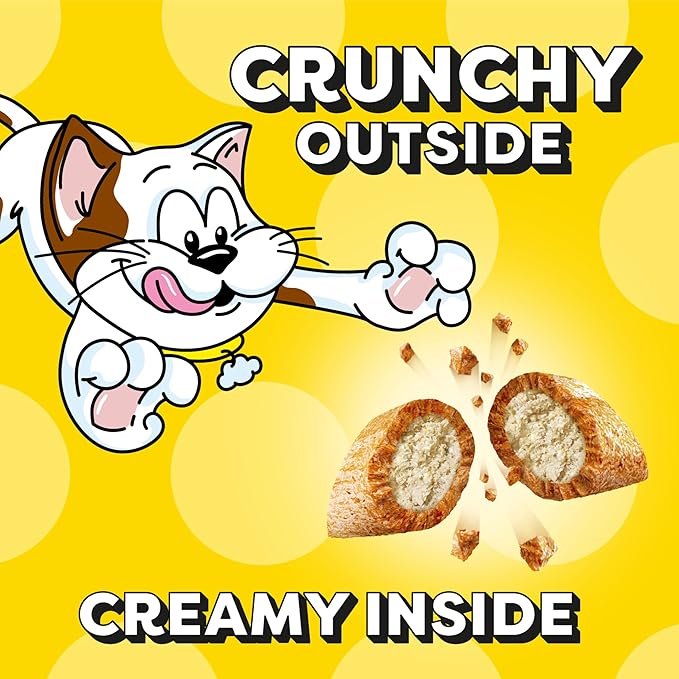 Temptations Jumbo Stuffed Cat Treats, Crunchy and Soft Cat Treats, Savory Salmon Flavor, 14 oz. Tub
