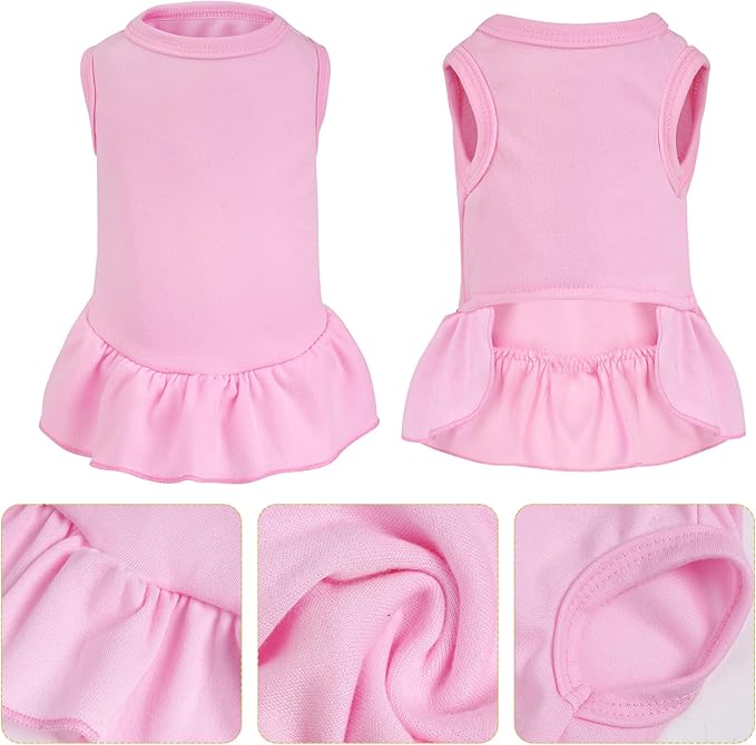 Dog Dresses Cat Skirt Solid Color Dog Clothes Summer Sleeveless Puppy Girl Clothes for Small Pet Dogs Cats (Pink, X-Small)