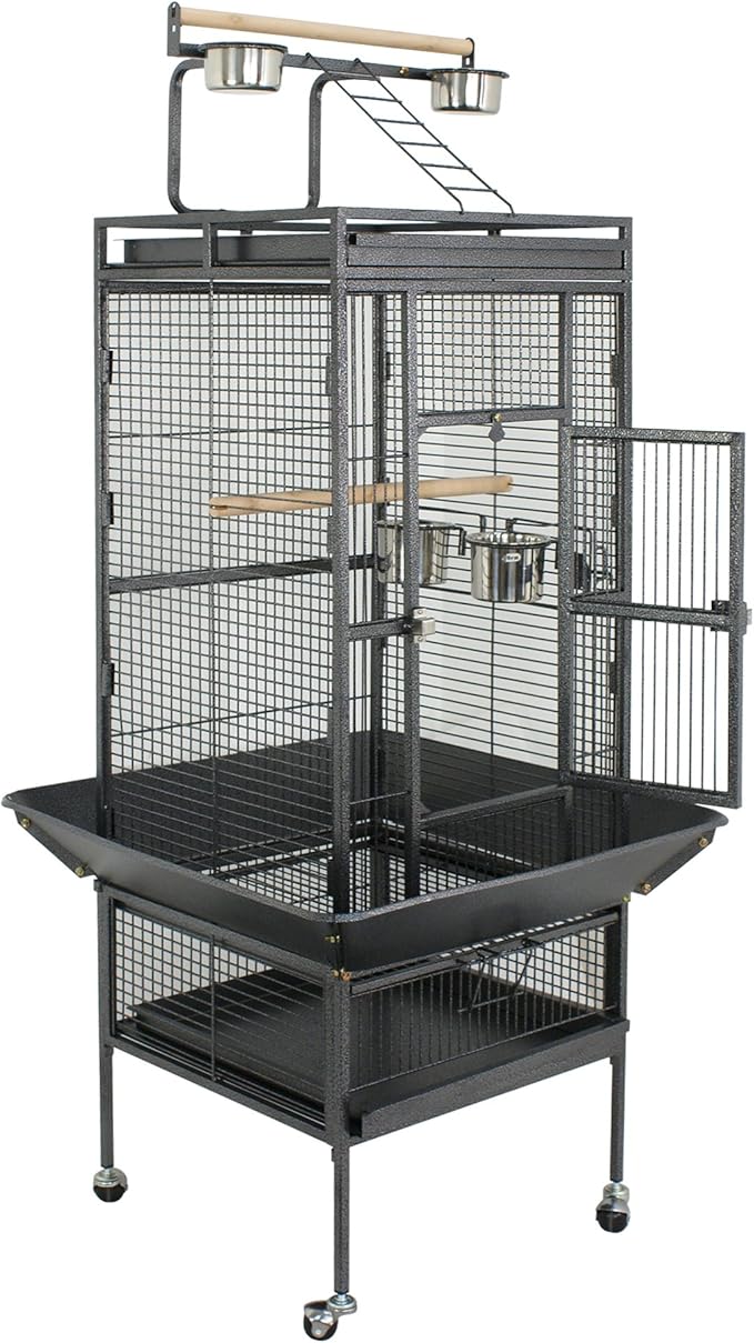 LEMY 61 inch Iron Play Top Bird Cage Large Pet Cage Birdcage with Stand Chinchilla Macaw Cockatiel Cockatoo Finch Parakeet Pet House (61 inch)