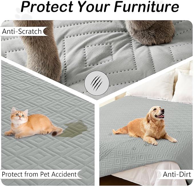 hyha Waterproof Dog Blanket, Soft Dog Bed Cover Pet Blankets, Waterproof Sofa Couch Cover for Dogs Washable, Reversible Pet Couch Covers for Sofa Furniture (40x80 Inch, Grey/Grey)