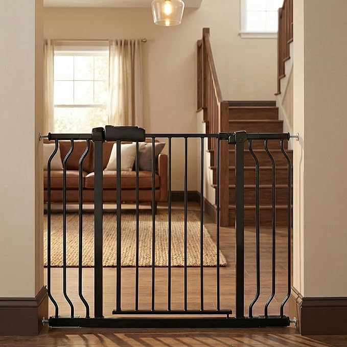 Walk Through Baby Gate 29-43.5 Inch Wide Large Baby Gate for Stairs Tension Pet Dog Gates Indoor for Doorways No Drilling Pressure Mounted Pet Gates for Kids