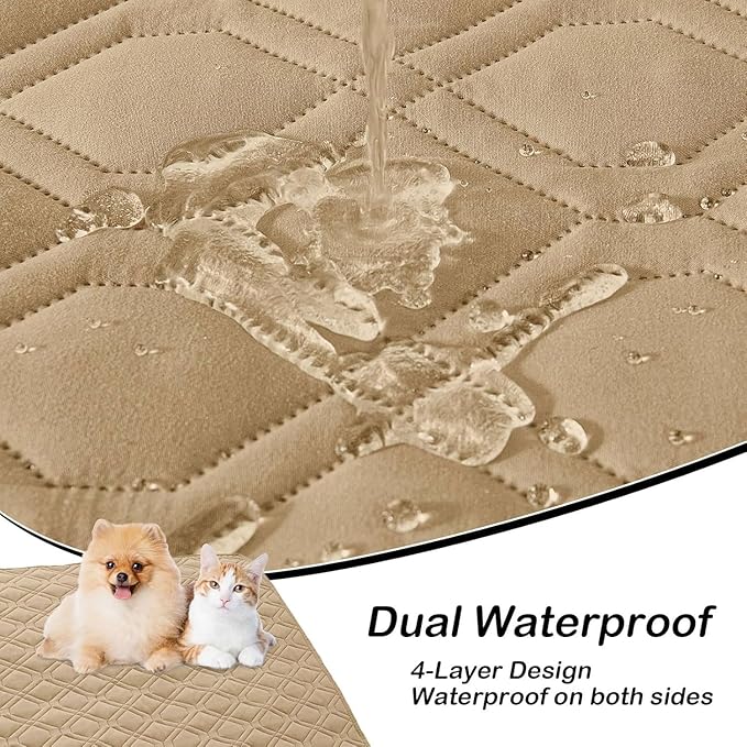 hyha Waterproof Dog Bed Blanket, Soft Pet Blankets, Waterproof Couch Cover for Dogs, Reversible Sofa Covers Washable for Furniture (40x80 Inch, Camel/Camel)