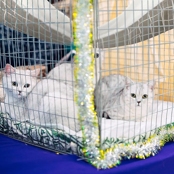 Jetec 2 Pack Cat Hammock for Cage, Catio Accessories Reversible Soft Cats Bed with Adjustable Straps and Hooks Double-Sided Linen and Fleece Hanging Hammock for Cats, Kitten(Cat and Plaid,S)
