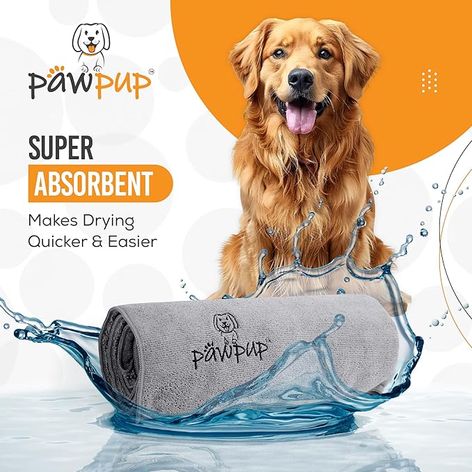 Dog Towels for Drying Dogs Super Absorbent Microfiber Pet Grooming Towel for Dogs, Cats and Other Pets (55 x 28 Inches, Grey)