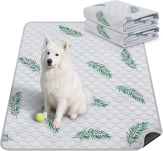 Washable Pee Pads for Dogs, 2Pack Reusable Puppy Pads, Super Absorbent & Leakproof Dog Pads, Anti-Slip Dog Pee Pads for Puppy Training & Incontinence, Leaf Pattern 36"x36"