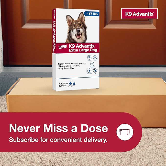 K9 Advantix Flea, Tick & Mosquito Prevention for Dogs Over 55 lbs. | Flea Drops for Extra Large Dogs | Apply Monthly | 6 Treatments (Pack of 3)