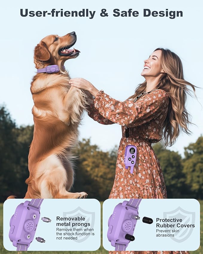 Jugbow Dog Training Collar - 4200FT Dog Shock Collar with Remote for Large Medium Small Dogs, Rechargeable Waterproof IPX8 E Collars with Beep (1-3) Vibration(1-3) Safe Static(0-99), Purple