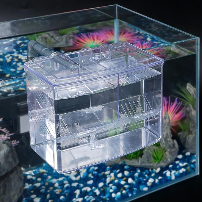 Pawfly Aquarium Breeding Box Fish Tank Hatchery Incubator Acrylic Breeder Box for Baby Fish Shrimp Betta Clownfish Small Isolation Box for Aggressive Fish Guppy