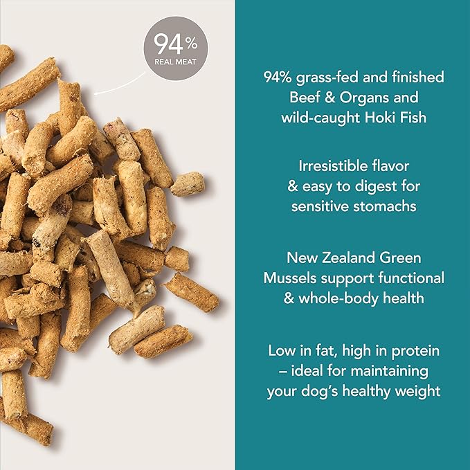 K9 Natural Beef & Hoki Freeze Dried Dog Food, High-Meat Natural Complete Meal or Meal Toppers for Dogs, Grass-Fed Beef & Hoki from New Zealand, Grain-Free, GMO-Free, Complete & Balanced, 17.6oz